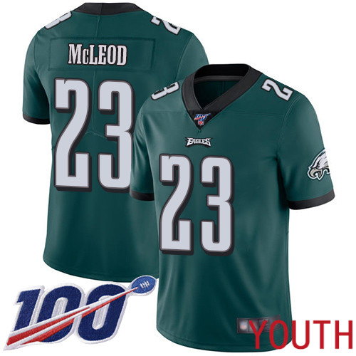 Youth Philadelphia Eagles 23 Rodney McLeod Midnight Green Team Color Vapor Untouchable NFL Jersey Limited 100th